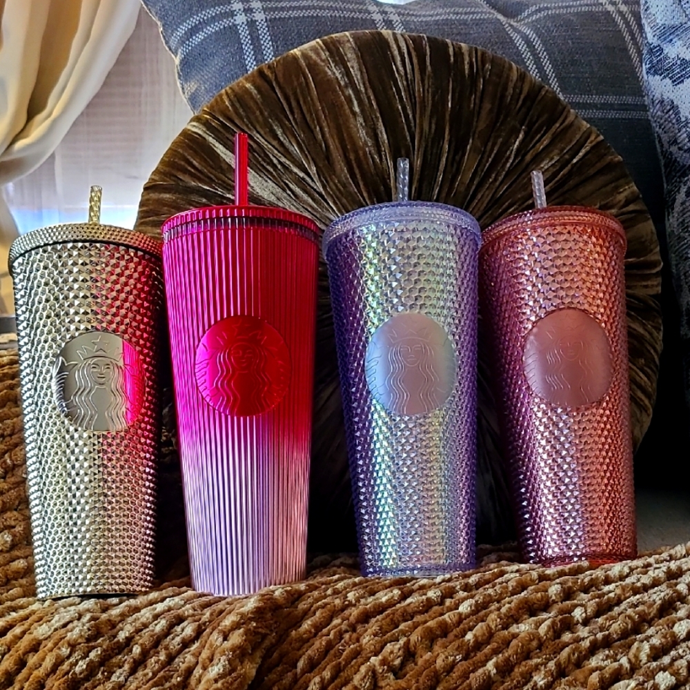 🧋Starbucks Tumbler Set - Gold, Red & Pink Ombre, Irridecent, and Rose Gold